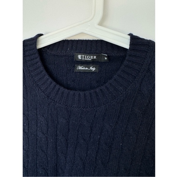 Tiger of Sweden Lauel mens navy wool cable knit jumper pullover - Picture 4 of 9